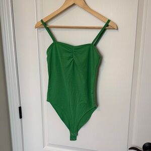 Forever 21 Green Ruched Front Bodysuit